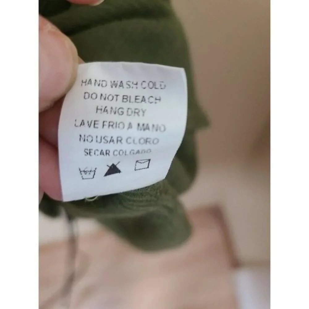 Paper Moon Stitch Fix Womens BOHO Top Medium‎ Olive Green 3/4 Sleeve Casual